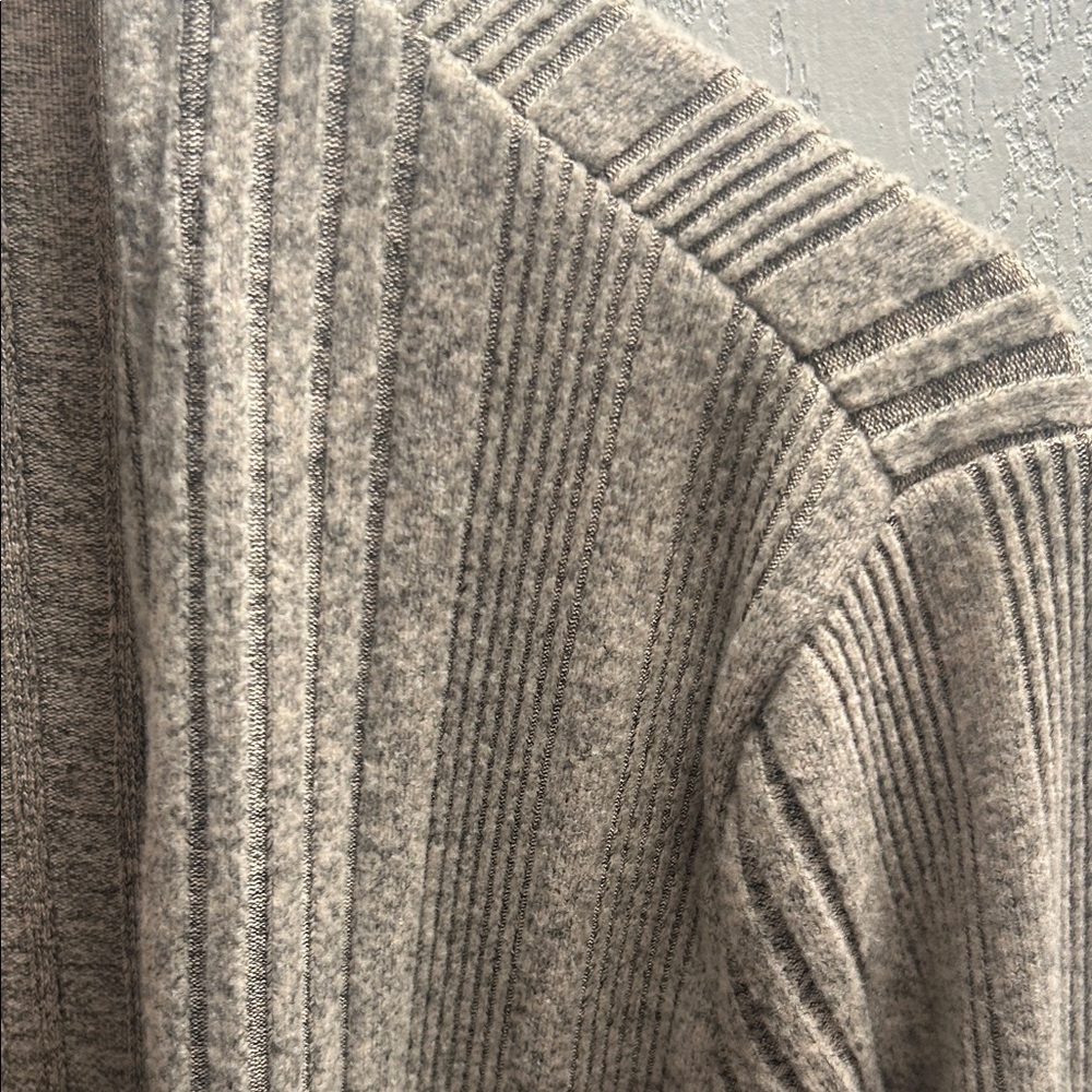 42. GC Collection Taupe Ribbed Open-Front Cardigan with Pockets - Picture 4 of 5